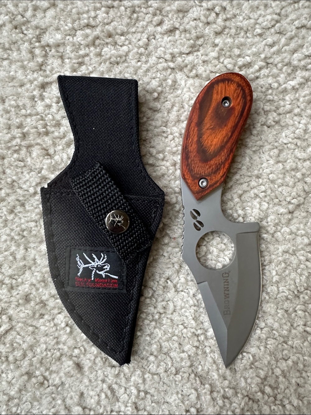 Browning Knife with Wood Handle & Black Sheath